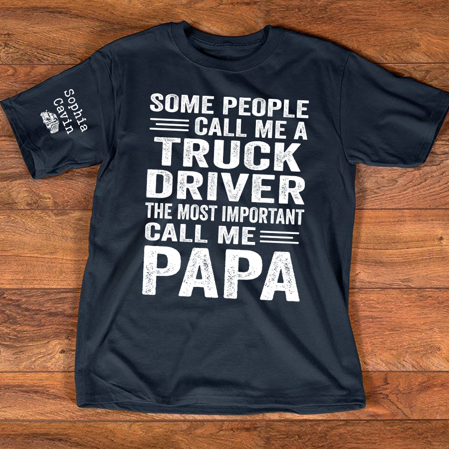 Personalized Truck Driver Papa T-Shirt – Custom Kids Names Tee, Unique Father’s Day Gift for Truck Driver Dad/Papa