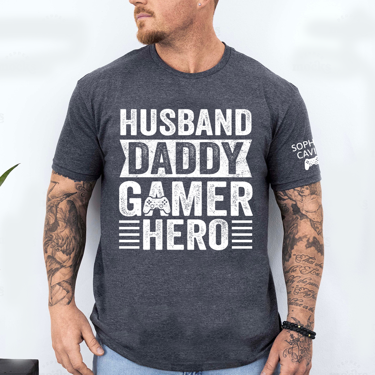 Personalized Husband Daddy Gamer Hero T-Shirt – Funny Custom Names Gamer Dad Tee, Father’s Day & Birthday Gift for Video Game Lovers