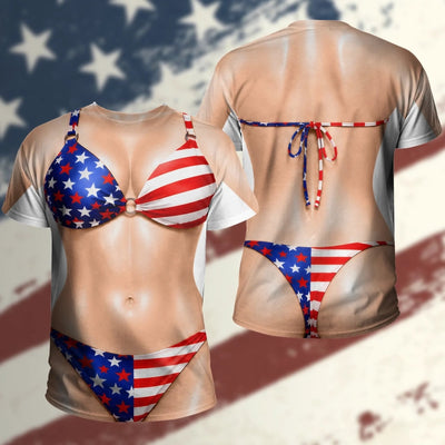 Custom Funny Patriotic T-Shirt – Freedom Never Looked So Hot, Personalized Birthday Gift for Men and Women with Skin Color Choice