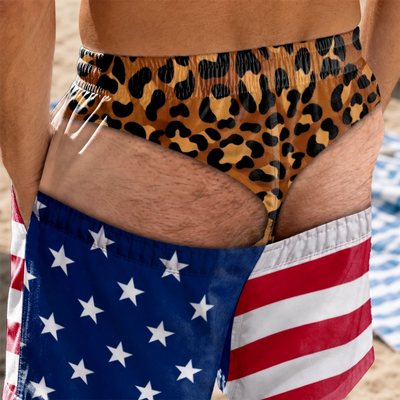 Custom Funny Men’s Swim Trunks – Choose Skin Tone, Underwear & Shorts Pattern, Birthday & Beach Vacation Gift for Him