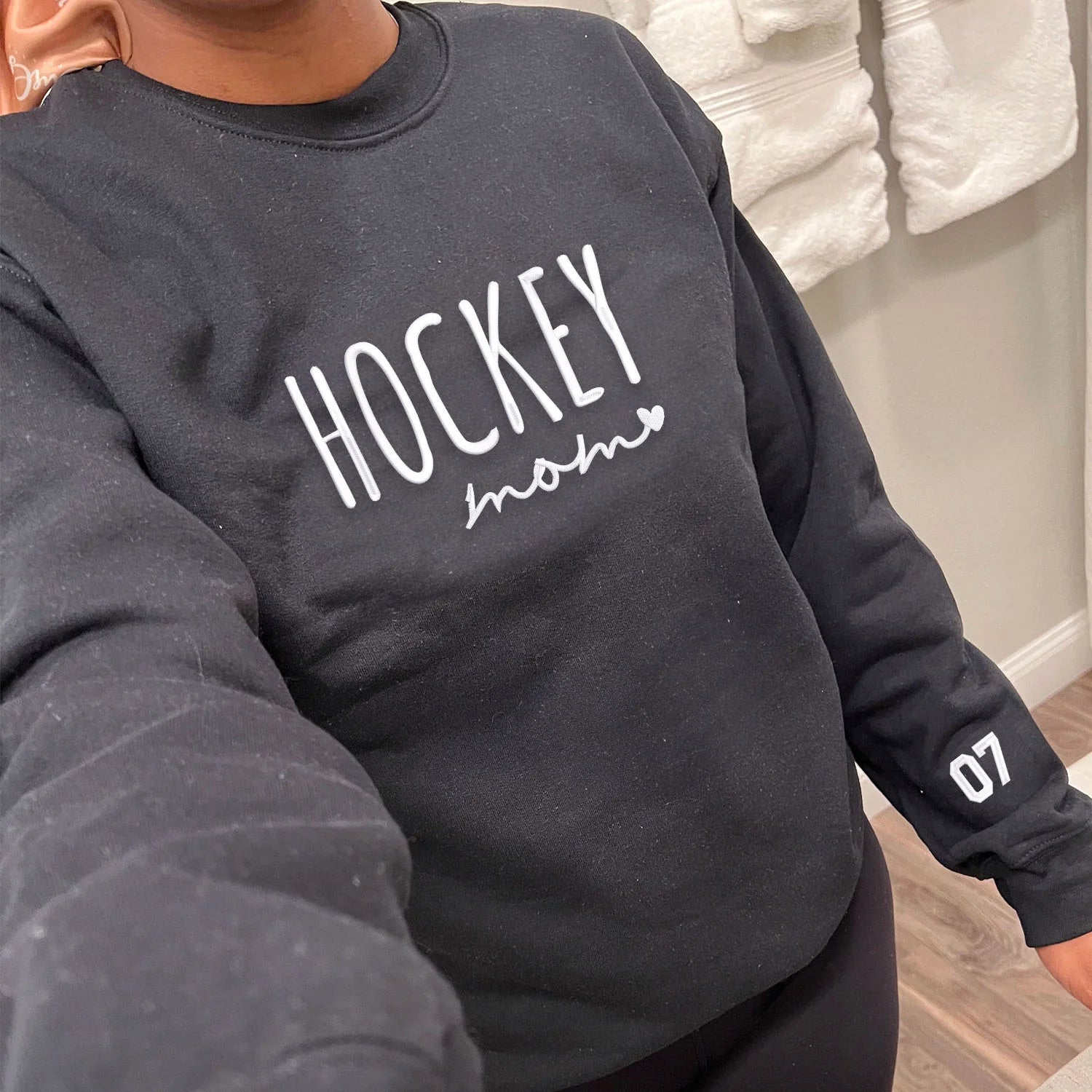 Custom Hockey Mom Sweatshirt or Hoodie with Embroidered Gift for Hockey Mom