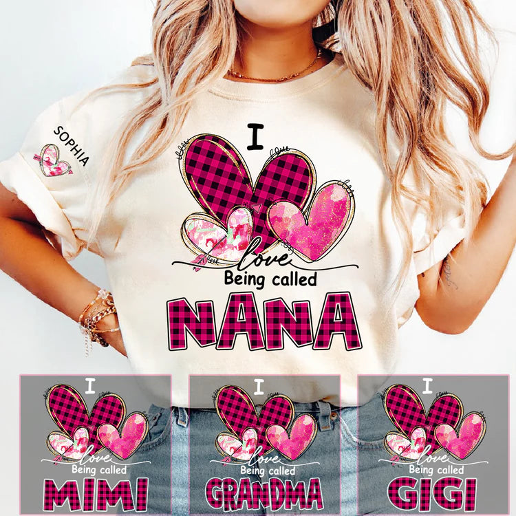 Custom "I Love Being Called Nana" T-Shirt - Personalized with Grandkids Names on Sleeve for Mother's Day