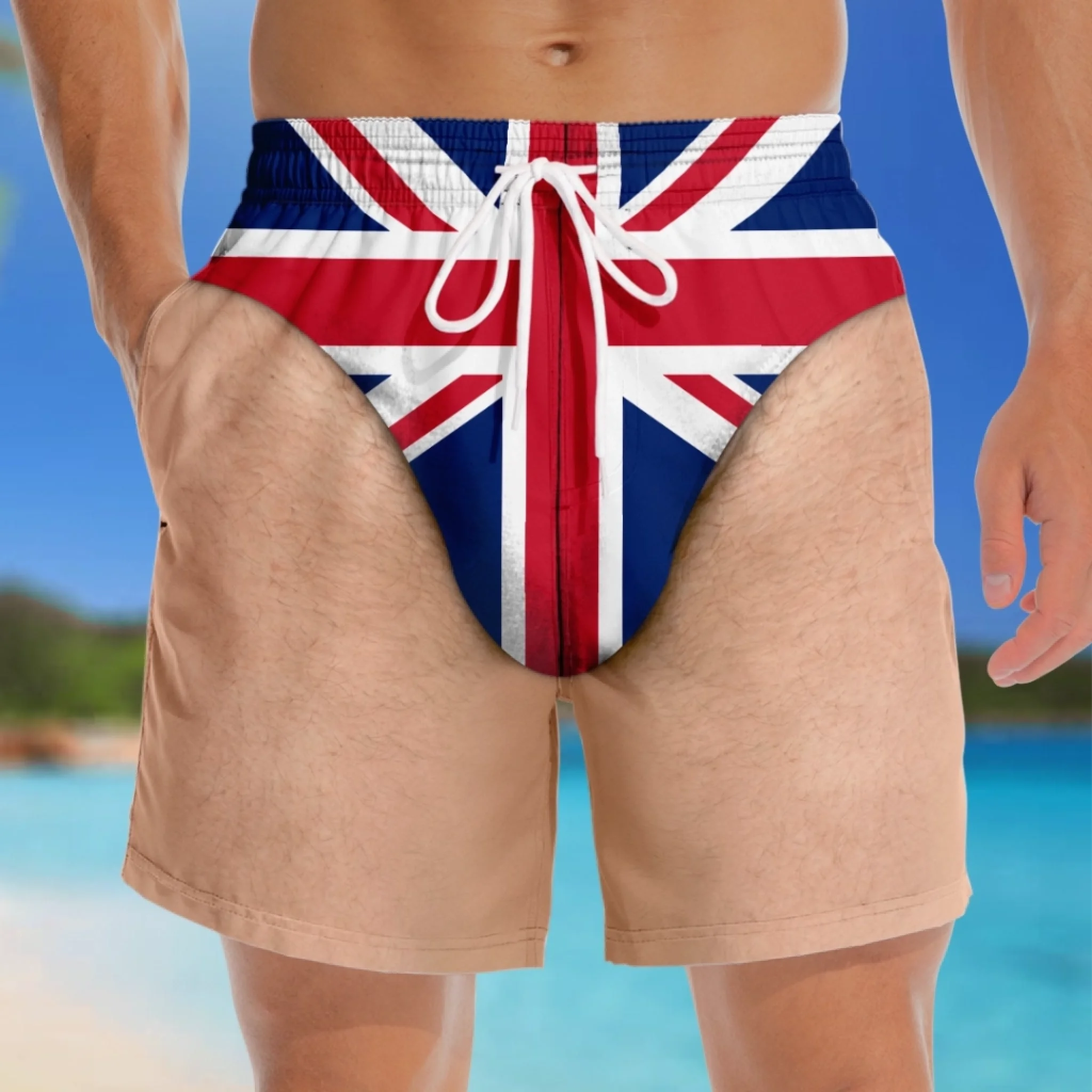 Custom Funny Men’s Swim Trunks – Personalized Summer Vacation Beach Shorts, “Beach Day Ready” Gift for Him with Skin Tone Choice