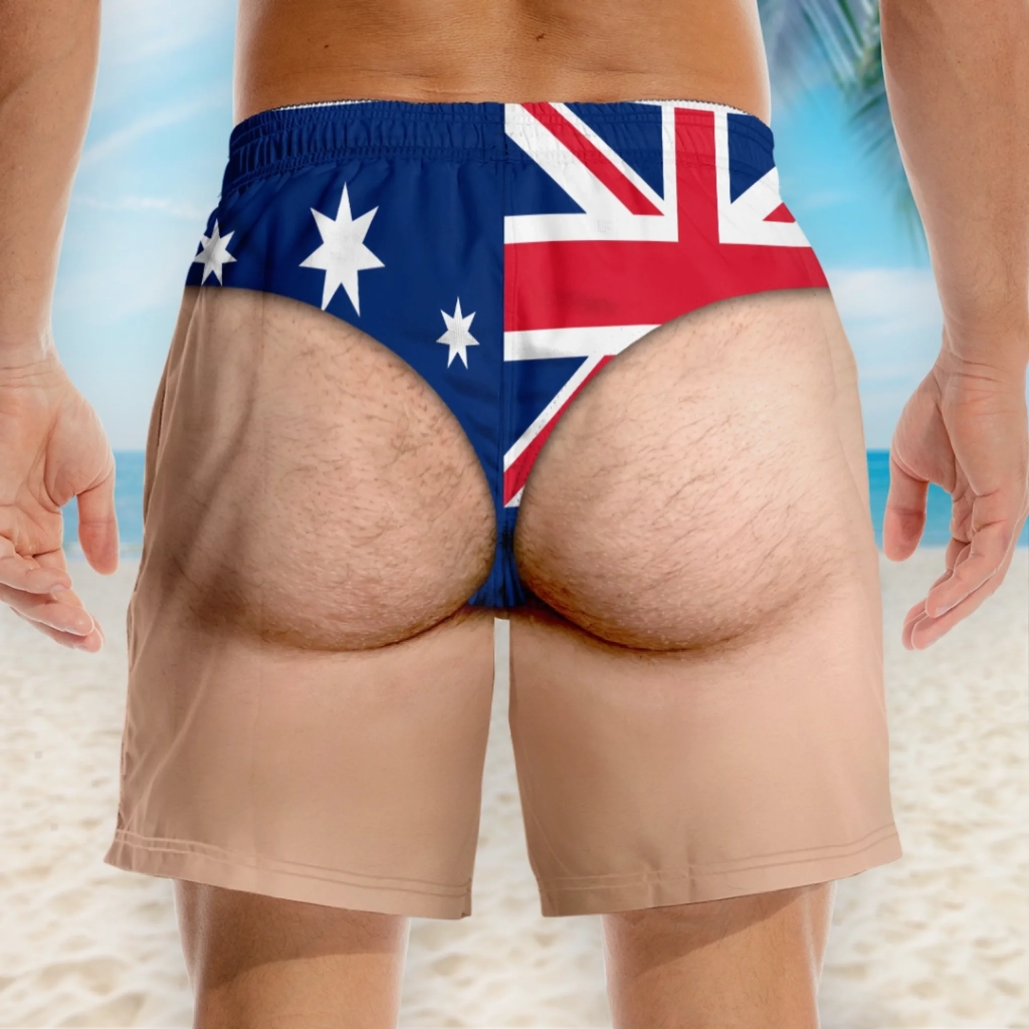 Custom Funny Men‘s Swim Trunks – Personalized Summer Vacation Beach Shorts, “Born For Summer” Gift for Him with Skin Tone Choice