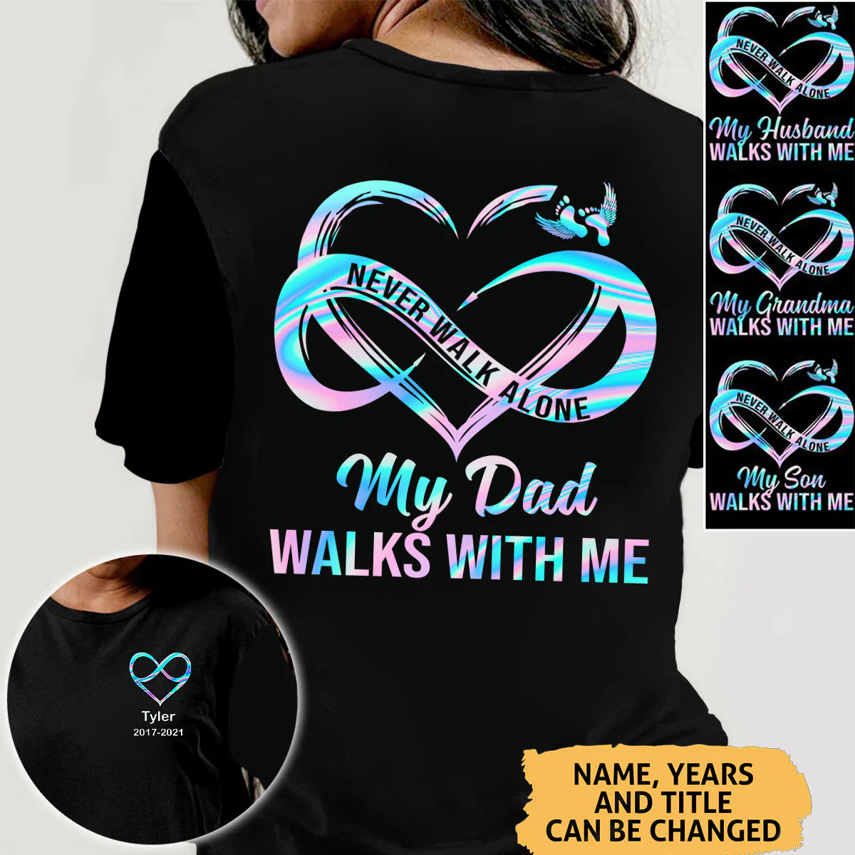 Personalized "My Dad Walks With Me" Memorial T-Shirt – Custom Remembrance Keepsake Tee