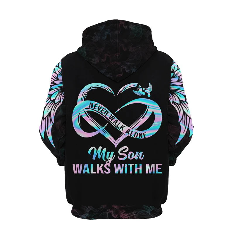 Personalized "My Dad Walks With Me" Memorial All-Over Print Hoodie – Custom Remembrance Keepsake