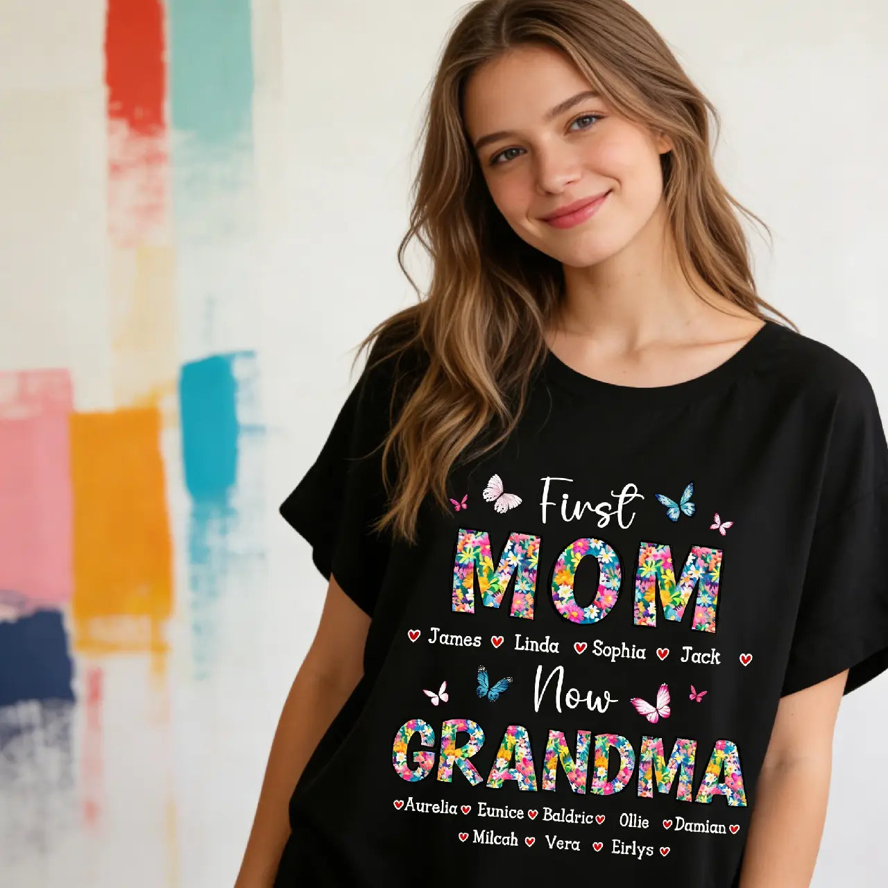 First Mom Now Grandma Floral - Personalized Sweatshirt Gift For Mom - Gift For Mom - Gift For Grandma