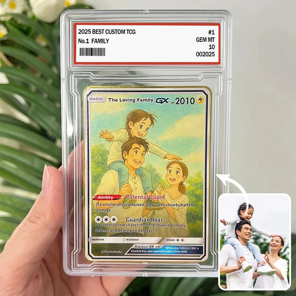 Personalized Family Anime Art Trading Card – Custom Portrait from Photo, Unique Collectible Gift for Dad, Mom, Couples, Kids