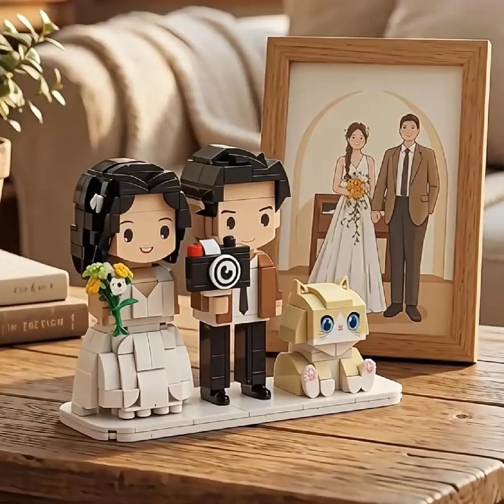Personalized Brick Figure Couple – Custom Photo Keepsake, Handcrafted Mini Figurines from Your Photos for Anniversary, Wedding, Valentine’s Gift