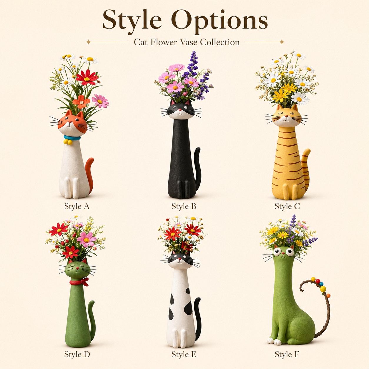 Handmade Quirky Cat-Shaped Resin Vase – Long Neck Kitten Planter, Whimsical Cottagecore Decor for Cat Lovers