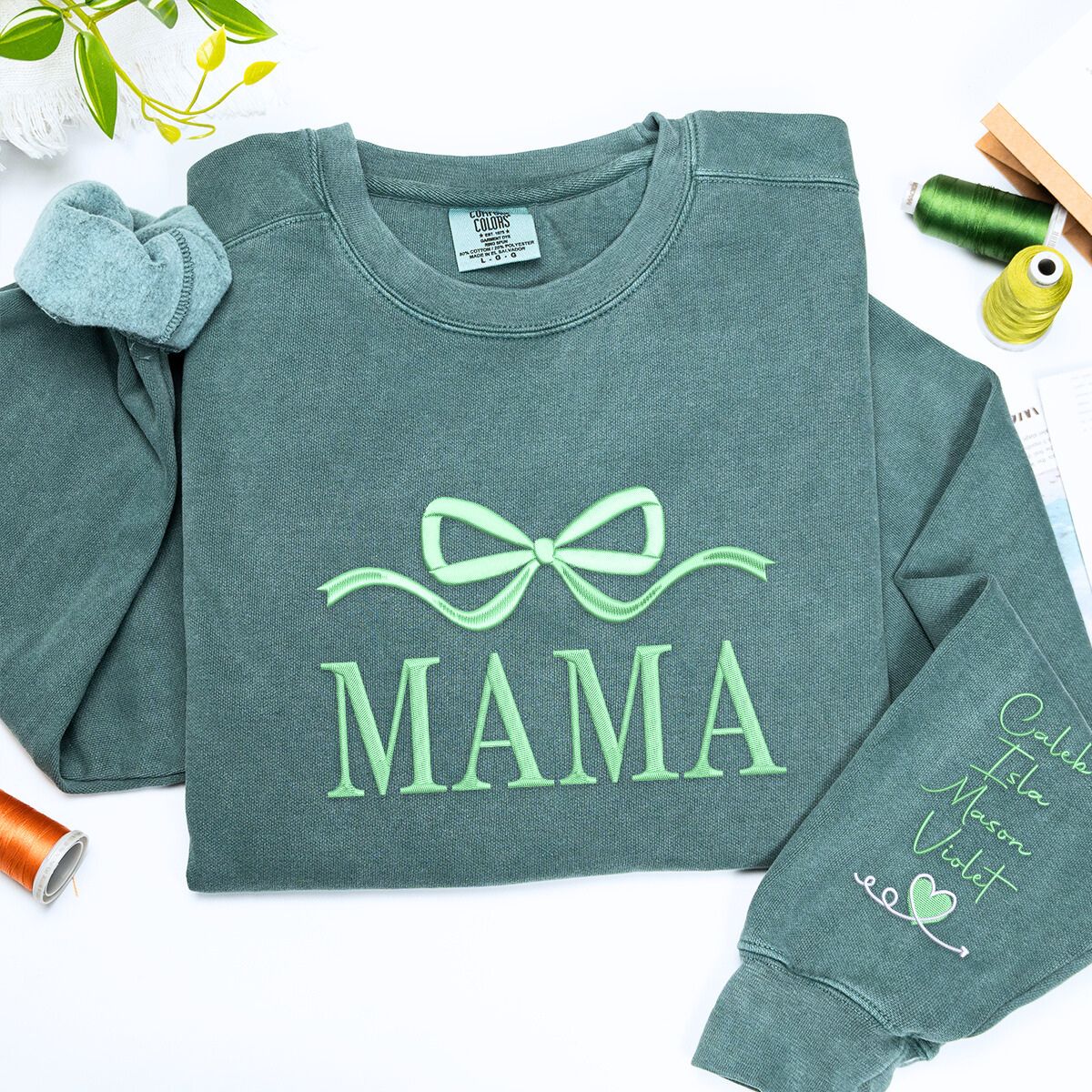 Mama Bow T-Shirt or Sweatshirt, Custom Embroidered Mother's Day Gift for Mom
