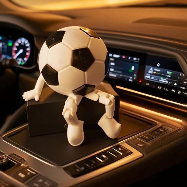 Cute Movable Joint Football Figure Car Dashboard Ornament, Funny Soccer Ball Character Auto Interior Decor, Sport Fan Gift for Men Boyfriend