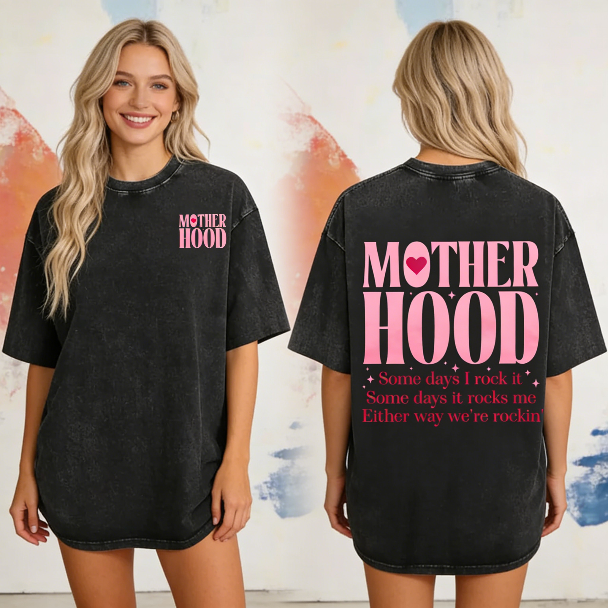 Washed Cotton Mom Life T-Shirt – Relaxed Fit, Oversized, Perfect Gift for Mother's Day