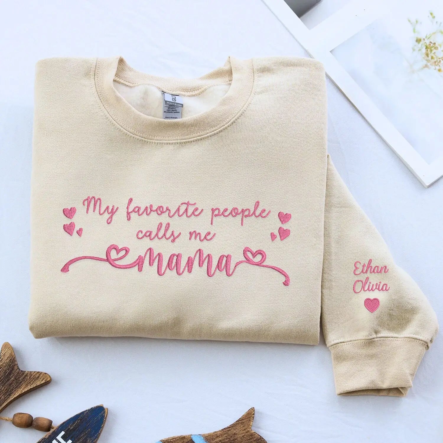 Custom Embroidered My Favorite People Call Me Mama Sweatshirt or Hoodie, Best Mothers Day Gifts