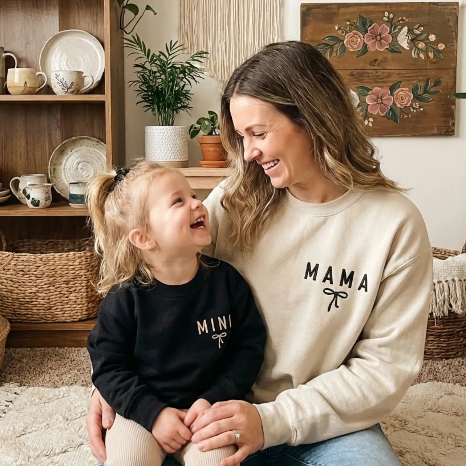 Mama and Mini Sweatshirt – Embroidered Matching Mom and Daughter Gift for Mother’s Day